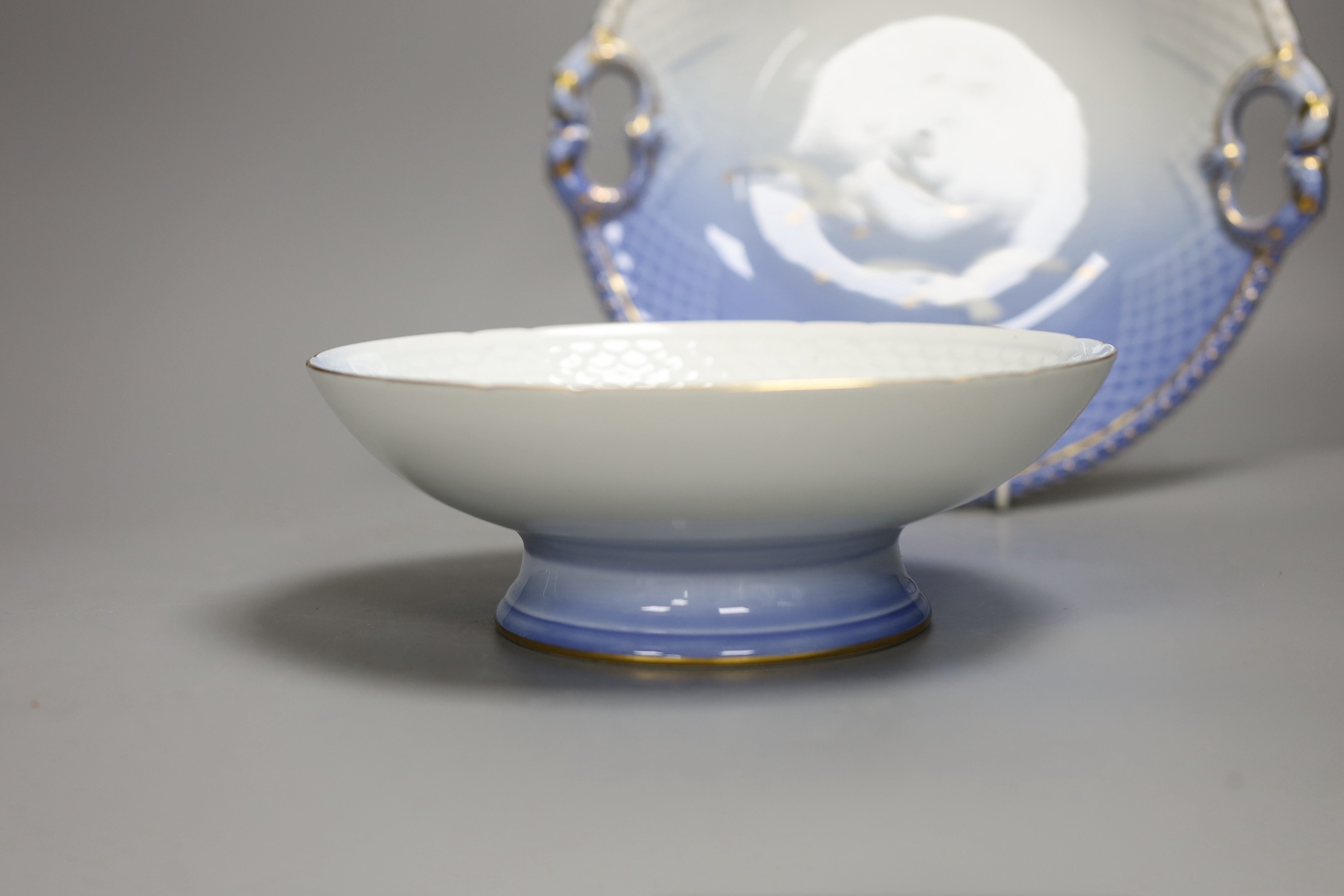 A Royal Copenhagen group of two bears and two similar dishes, largest 27cm